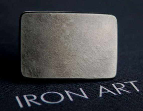 Small Silver Buckle & Belt, Hand Forged Hypoallergenic Stainless Steel Buckle measures 2.25" x 1.5" and 1.25" Leather Belt