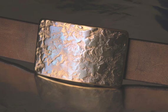Suit Belt & Buckle, Hand Forged Bronze Copper or Silver Rugged Stainless Steel Buckle, Hypoallergenic, Fits 1-1/4" Leather Belt for Suits
