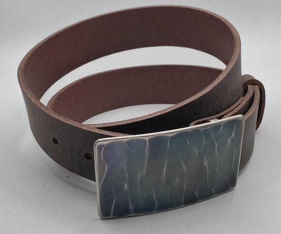 Belt Buckle Blue Buckle Bronze Anniversary Buckle for Jeans Canadian Silver Buckle Hypoallergenic Hand Forged Stainless Steel Fits 1.5" Belt
