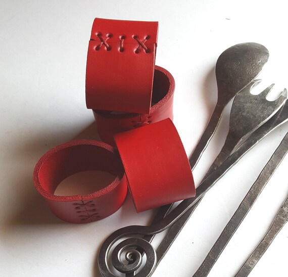 Leather Napkin Rings, Various Colours, Red Napkin Rings, Fawn Napkin Rings, Black Rings, Brown, Alfresco Dining, Housewarming, Hostess Gift