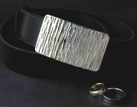 Silver Belt Buckle Unisex Hand Forged Buckle for Jeans Hypoallergenic Gifts for Guys Anvil Textured Unisex Gifts Buckle Fits 1.5" Belt