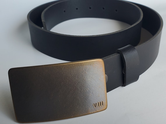 Bronze Anniversary Gift Belt & Buckle Set For Jeans Customize for Anniversary Personalized Forged Stainless Steel Buckle w/Leather Belt