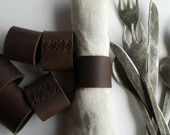 Leather Napkin Rings Hand Stitched Lacing Intimate Dining Leather Anniversary Dining Accessories Wedding Table Table, Host & Hostess Gifts