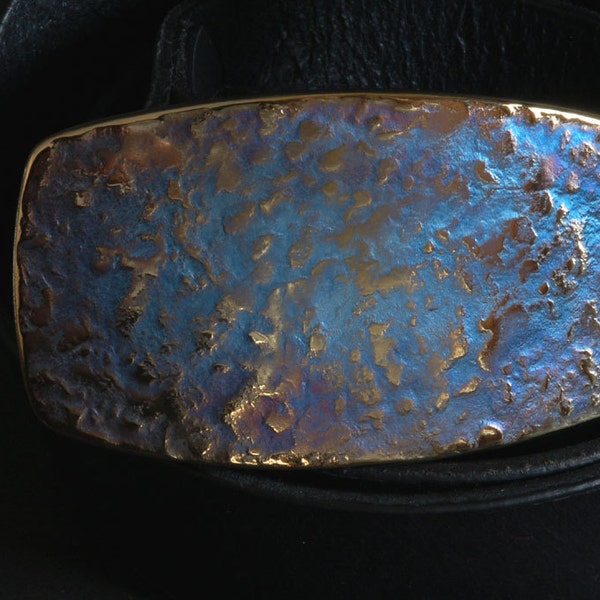 Hebilla de cinturón forjada a mano en oro azul o plata azul firmada original Rodeo Cowboy Hebilla de acero inoxidable para Jean Western Regalos para chicos