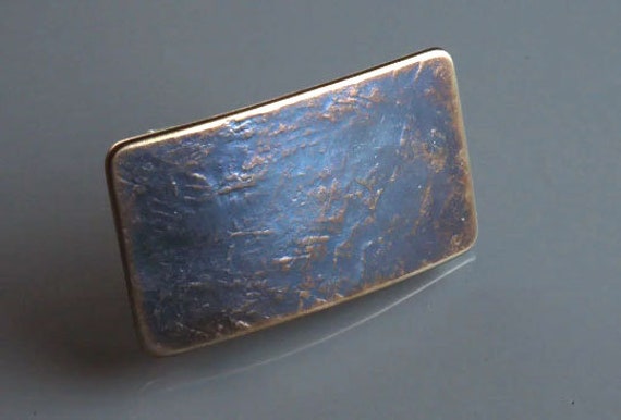 Belt Buckle ~ Blue Bronze Gold Textured Hypoallergenic Buckle ~ Accessories ~ Stainless Steel Belt Buckle fits 1-1/4" Leather Belt w/ Snaps