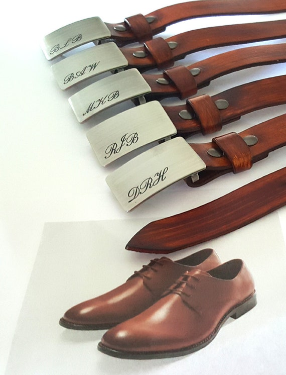 Groomsmen's Monogrammed Buckle & Belt ~ Personalized Wedding Accessories ~ Custom Gifts ~ Belt and Buckle with Monogram ~ Groomsmen's Gifts
