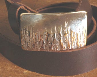 Hand Forged Fireman Belt Buckle: Anvil Textured Stainless Steel