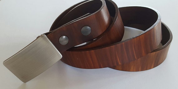 Men's Belt & Buckle SET ~ Brushed Stainless Suit Buckle with Hand Dyed Leather 1-1/4" Belt made in Canada by ironartcanada Men's Accessories