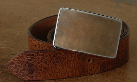 Belt and Buckle, Hand Forged Buckle w/ belt, Hypoallergenic Accessory, Stainless Steel Buckle, Fits 1-1/2" Belt for Jeans, Your Belt Choice