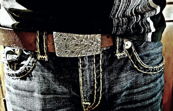 Belt & Buckle SET, Skater, Jean Buckle, Streetwear, Forged Stainless Steel, Hypoallergenic Accessories, Unisex Belt Buckle and 1.5" Belt