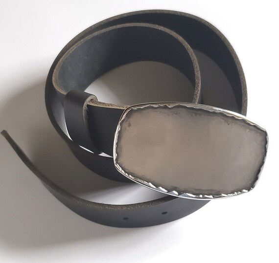 Belt & Buckle, Canadian Hand Forged Buckle, Hypoallergenic Belt Buckle, Silver Stainless Steel or Bronze, 1.5" Leather Belt and Buckle