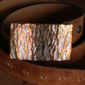 Belt Buckle Canadian Glacier Hypoallergenic Orange Hand Forged Anvil Texture Unisex Solid Stainless Steel Signed Original For 1.5 Jean Belt Silver