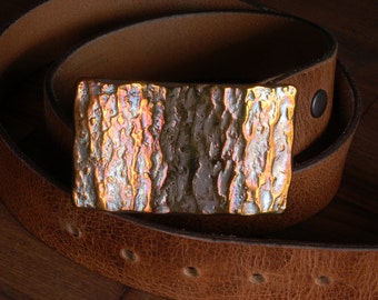 Belt Buckle Canadian Glacier Hypoallergenic Orange Hand Forged Anvil Texture Unisex Solid Stainless Steel Signed Original For 1.5" Jean Belt