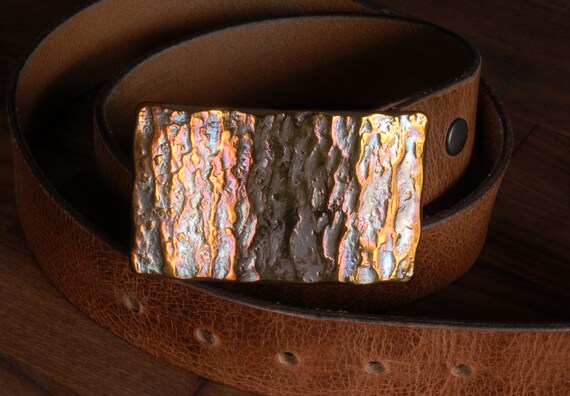 Belt Buckle, Canadian Glacier, Hypoallergenic, Hand Forged, Anvil Texture, Unisex Solid Stainless Steel Signed Original For 1.5" Jean Belt