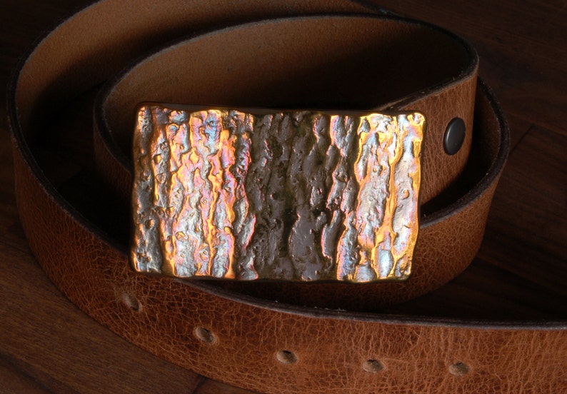 Belt Buckle Canadian Glacier Hypoallergenic Orange Hand Forged Anvil Texture Unisex Solid Stainless Steel Signed Original For 1.5 Jean Belt Silver