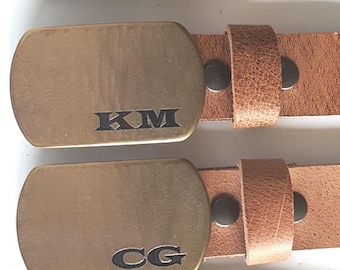 Set composto da cintura e fibbia in pelle personalizzate, regali con monogramma