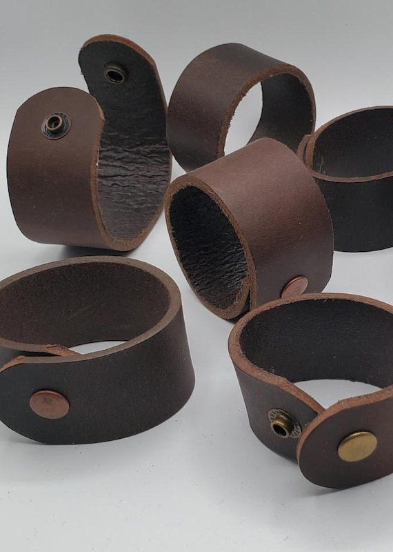 Leather Wrist Cuffs Unisex Leather Bracelet Father's Day Cuff w/ snap Closure Unisex Wrist Cuff Boyfriend Gift or Girlfriend Gift w Gift Bag