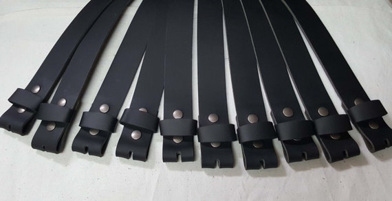 BLACK Leather Belts for Suits or Jeans Variety of Colours Made to Measure Custom Cut Leather Snap Belts 1.5" or 1.25" Unisex Snap Belts