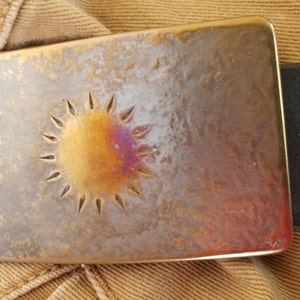 SUN Buckle Sunburst Hand Forged Unisex Buckle Handmade Gift Hypoallergenic Accessory Stainless Buckle For 1.5&quot; Jean Belt Various Colors