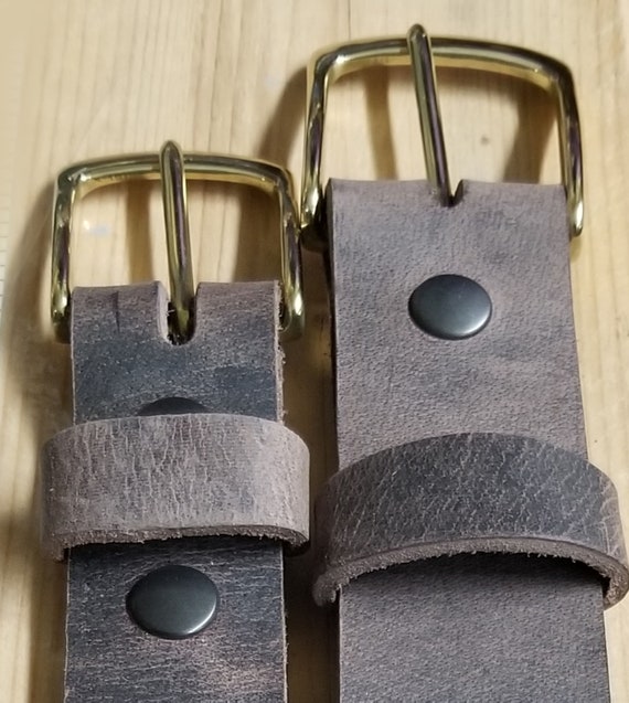Unisex Leather Belt & Gold Buckle for Suits Jeans Custom Cut Groom and Groomsmen's Gift Belt w/snaps Holiday Gifts for Guys or Gals
