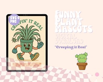 Retro Plant Halloween SVG: Groovy Mascot Sticker Design (Digital Download)