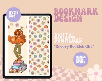 Retro Girl Bookmark SVG: "Plot Twist Babe" Printable, Groovy Bookish Gift