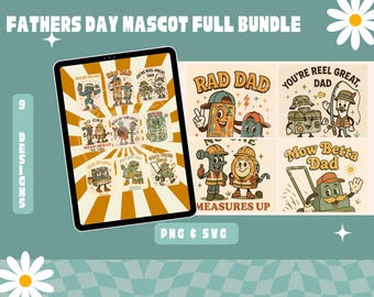 Stickers mascotte fête des pères : Clipart de blagues papa rétro (PNG & SVG)