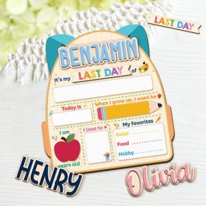 First Day School Wooden Board, Back to School Sign, First And Last Day School Sign, Kindergarten 1st Day of School Sign