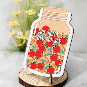 Custom Reward Jar for Classroom, Apples and Pencils Reward Jar for Teacher, Back To School Gift, Classroom Decor, Teacher Reward Jar Gift