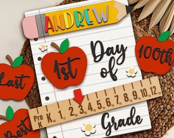 First Day of School Photo Prop, School Photos, Interchangeable School Milestones, Back to School Sign Kit, School Milestones, Gift for Kids