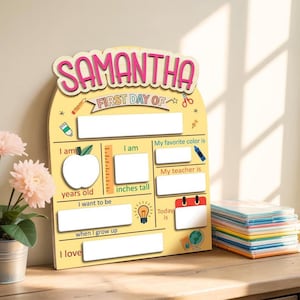 Custom Back To School Board With Name, Reusable Photo Prop Back to School Sign, 1st Day Of School 2025,Personalized First Day of School Sign