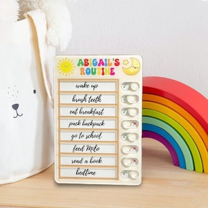 Personalized Toddler Routine Chart, Kids Chore Chart, Sliding Daily Checklist, Custom Daily Tasks Board, Montessori Visual Schedule