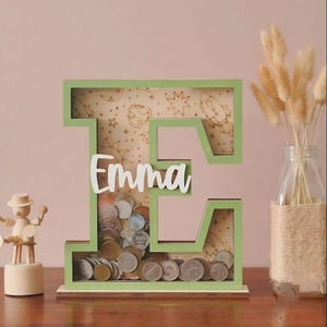 Cadeau personnalisé pour porte-pièces, présentoir pour pièces de monnaie, tirelire, tirelires en bois, cadeaux pour bébé, tirelires, cadeau banque aux lettres