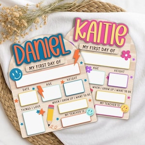 Custom First Day Of School Sign, Back To School Sign, Kindergarten 1st And Last Day of School Board, Wood School Sign, Groovy School Sign