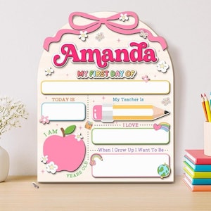 Custom First Day Of School Sign, Back To School Sign, Kindergarten 1st And Last Day of School Board, Wood School Sign, Groovy School Sign
