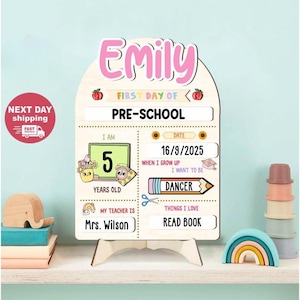Custom First Day of School Sign, Back to School Sign, Preschool, Kindergarten 1st Day of School Sign, Last Day of School Sign, School Board