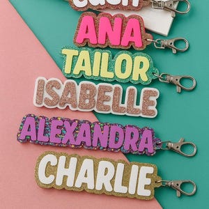 Backpack Keychains, Bag Tags, Personalized Backpack Name Tags, Bog Bag Tags, Sports Bag Keychain, Name Keychain, Diaper Bag Name Tag