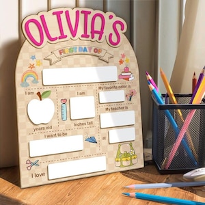 Customized First And Last Day School Sign, Back to School Sign, Kindergarten 1st Day of School Sign, First Day School Wooden School Board
