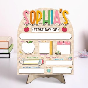 Custom First Day Of School Sign, Back To School Sign, Kindergarten 1st And Last Day of School Board, Wood School Sign, Groovy School Sign