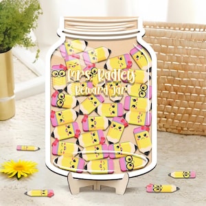 Custom Classroom Reward Jar For Teacher, Pencil Magnetic Reward Jar, Personalized Gift For Teacher, Back to school gift, Custom Name Reward