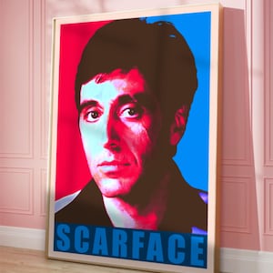 Scarface,Alpacino Poster, buntes Plakat, druckbare Wandkunst, Abstraktes Bild, Plakat, trendige Wandkunst, digitale Kunst, Digitaldruck
