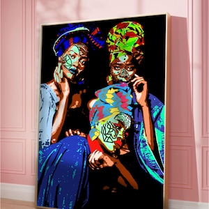 Mujer africana, póster colorido, arte mural imprimible, imagen abstracta, póster, arte mural moderno, arte digital, impresión digital