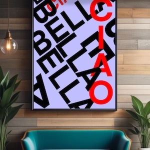Impression d'art Bella ciao - art mural rétro tendance, devis d'art mural Bella ciao esthétique, impression poster Bella ciao, poster maximaliste ~ art mural trippy