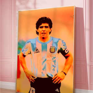 Maradona Poster, buntes Poster, druckbare Kunst, abstraktes Bild, Poster, trendige Wandkunst, digitale Kunst, Digitaldruck