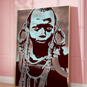 Mulher africana, pôster colorido, artes de parede para impressão, imagem abstrata, pôster, arte de parede moderna, arte digital, impressão digital