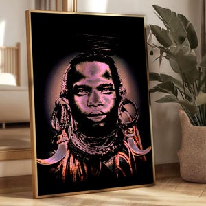 Mulher africana, pôster colorido, artes de parede para impressão, imagem abstrata, pôster, arte de parede moderna, arte digital, impressão digital