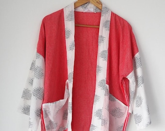 Kimono Gamcha em Algodão | Estampa em Bloco com Fusão Japonesa | Tamanho - P