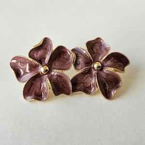 Purple Floral Stud Earrings: Handmade Lampwork Flower Jewelry