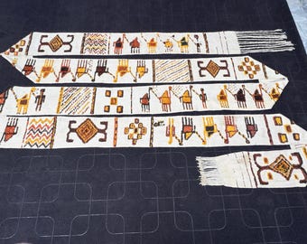 Uzbek Tribal Wool Tent Band: Camel Caravan Life, Hand-Knotted Home Decor