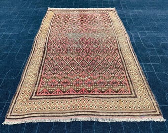 Handgewebter Tribal Teppich: Afghanischer Vintage Wohnzimmer Teppich 200 x 136 cm